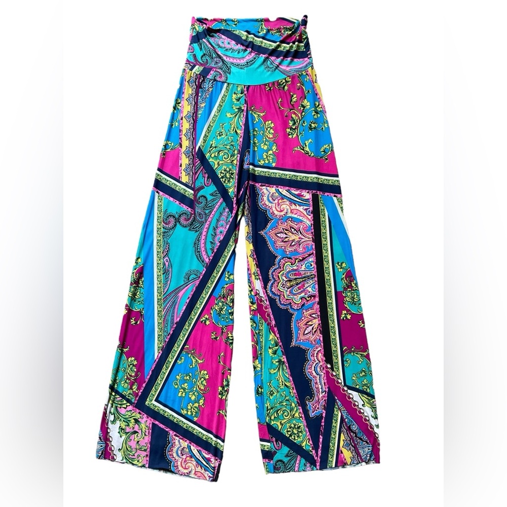 Psychedelic Colorful High Waist Long Pants Size Large